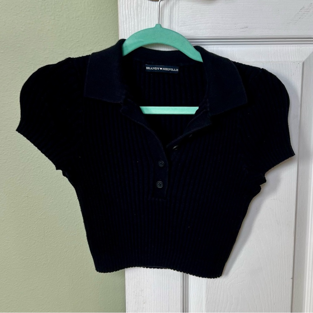 Brandy Melville black collared tee